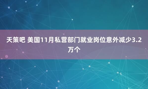 天策吧 美国11月私营部门就业岗位意外减少3.2万个