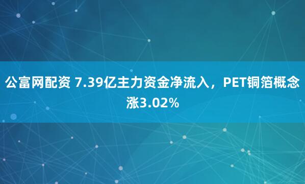 公富网配资 7.39亿主力资金净流入，PET铜箔概念涨3.02%
